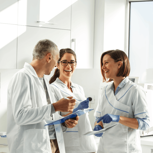 Dental team reviewing a case together